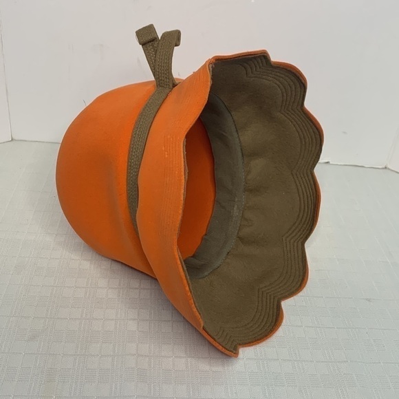 1960's "Christian Dior" vibrant Orange Women's Hat / Soft Wool Felt - Picture 3 of 9